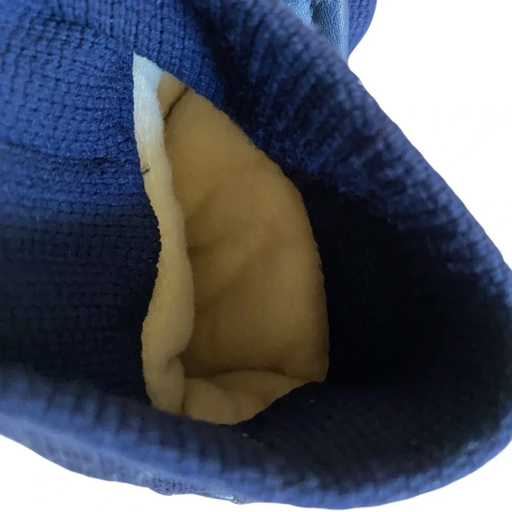 VINTAGE SARAMAC INSULATED BLUE LEATHER SKI MITTENS. One Size Fits up to Size XL